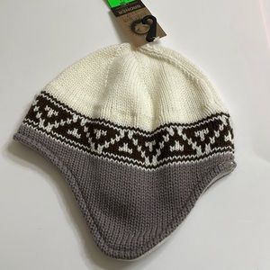 Broner 100% Acrylic Polar Fleece Lining Nordic Design Knit Hat Gray White Brown